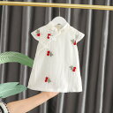 子供服 ベビー 女の子 ワンピース プリンセス チャイナドレス風 半袖 春夏 1歳 2歳 3歳 綿 コットン かわいい おしゃれ お出かけ着 白