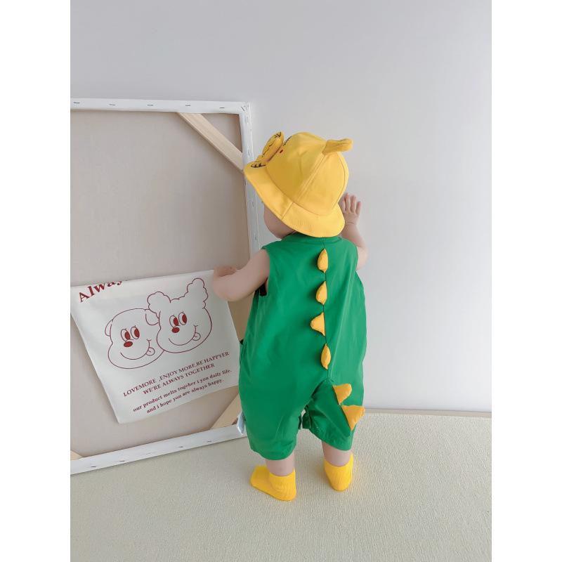 ロンパース ベビー 男の子 女の子 綿100% 恐竜柄 ノースリーブ 薄手 春夏 赤ちゃん カバーオール ボディスーツ お出かけ 普段使い かわいい 吸湿速乾