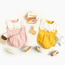 ロンパース 女の子 新生児 ベビー服 ノースリーブ 綿 コットン 夏 韓国風 キャラクター 刺しゅう かわいい カバーオール ボディスーツ ピンク イエロー
