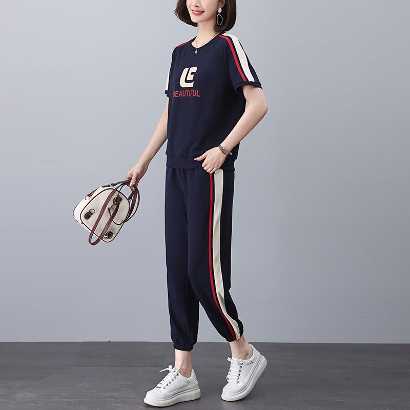 セットアップ レディース 夏 半袖 パンツ カジュアル 上下セット 綿混 小柄 ミセス ママ オフィス 若見え 体型カバー ツーピース レッド ベージュ ネイビー ファッション リラックス