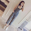 デニム サロペット レディース 女性用 ゆったり ルーズ ワイド 細見え 着痩せ アンクル丈 クロップド丈 春夏 カジュアル ストリート インフルエンサー 普段使い