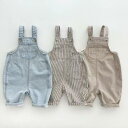 ベビー服 赤ちゃん デニム オーバーオール 男の子 女の子 男女兼用 韓国風 春夏秋 コットン 長ズボン かわいい おしゃれ カジュアル おでかけ着 サロペット ブルー ベージュ ストライプ
