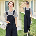 セットアップ レディース デニム オールインワン ノースリーブ クロップド丈 半袖 Tシャツ ツーピース カジュアル きれいめ 通勤 春夏