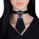 チョーカー 男女兼用 レザー ネクタイ ボウタイ 装飾 英国風 紳士 原宿系 フォーマル 個性的 アシンメトリー ファッションアクセサリー 首飾り