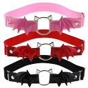 ガーターベルト レディース カットアウト 猫モチーフ コウモリ羽根 PUレザー 伸縮性 太もも アンクルリング 個性的 ブラック レッド ピンク ホワイト 春夏...