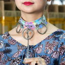チョーカー 女性用 アダルト Oリング オーロラ レザー 首輪 拘束 ネックバンド リード付き セクシー ロールプレイ アイテム(x2)