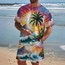 セットアップ メンズ 半袖Tシャツ ショートパンツ ゆったり ルーズフィット スポーツ トレーニング フィットネス ポリエステル 薄手 軽量 春夏 アメリカン