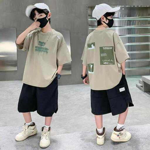 セットアップ 男の子 ジュニア 春夏 半袖 Tシャツ ハーフパンツ 2点セット 綿 コットン 薄手 涼しい カジュアル 普段使い 部屋着 通学 ブラック グレー(x2) セットアップ 男の子 ジュニア 春夏 半袖 Tシャツ ハーフパンツ 2点セット 綿 コットン 薄手 涼しい カジュアル 普段使い 部屋着 通学 ブラック グレー(x2)