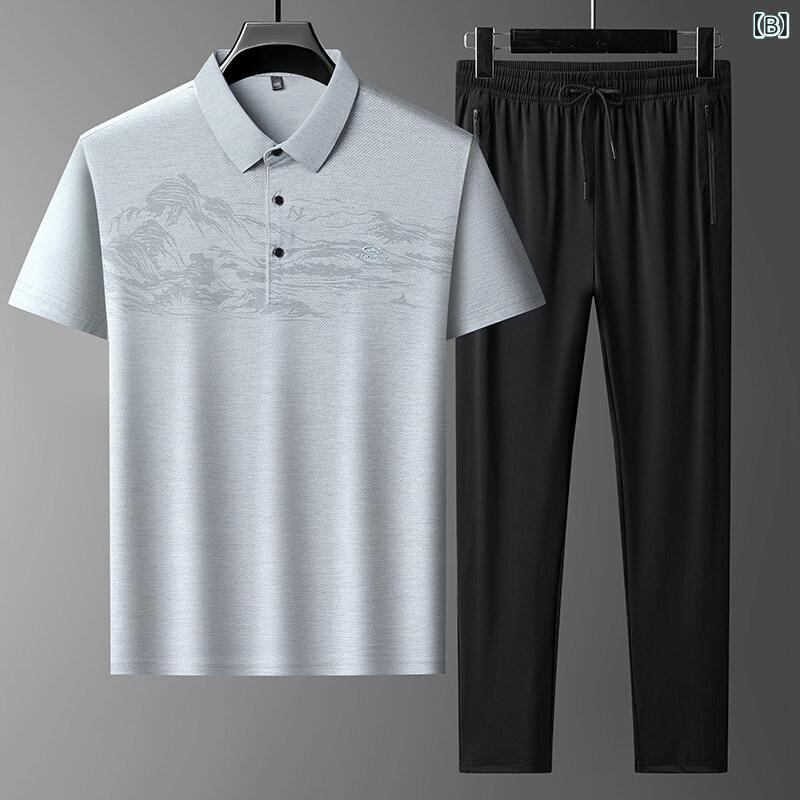 セットアップ メンズ 半袖ポロシャツ 接触冷感 通気性 吸汗速乾 ゆったり カジュアルパンツ 九分丈 中高年 普段使い スポーツ リラックスウェア 春夏 2点セット