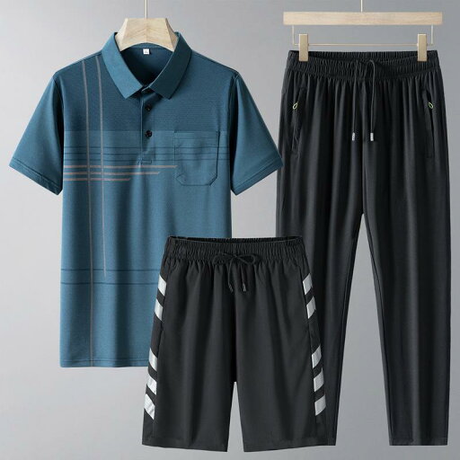 セットアップ メンズ 男性用 夏用 薄手 半袖 ポロシャツ Tシャツ ショートパンツ 麻混 ポリエステル 速乾 吸湿速乾 3点セット カジュアル 普段使い セットアップ メンズ 男性用 夏用 薄手 半袖 ポロシャツ Tシャツ ショートパンツ 麻混 ポリエステル 速乾 吸湿速乾 3点セット カジュアル 普段使い