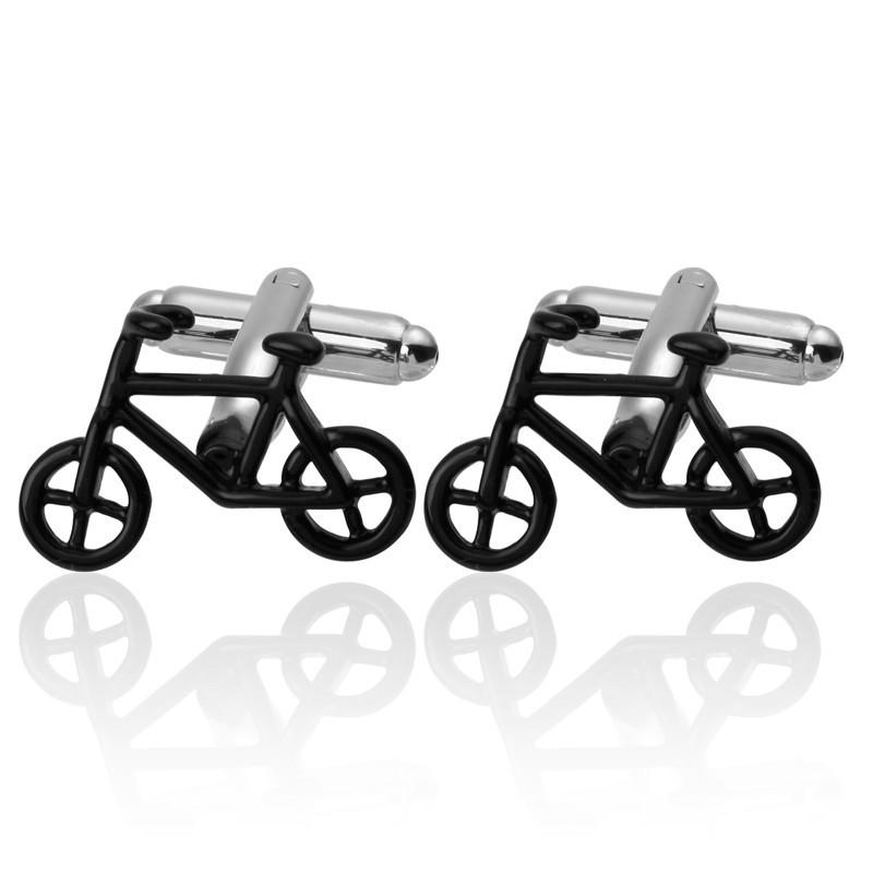 カフスボタン メンズ 自転車 モチーフ ブラック 銅製 電気メッキ加工 フレンチカフスシャツ用 ビジネス フォーマル 結婚式 パーティー スーツ スタイル 小物 アクセサリー(x2)