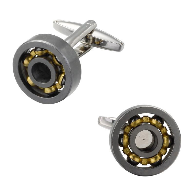 カフスボタン メンズ 男性用 フレンチスタイル タングステン製 ベアリング 回転式 電気メッキ加工 ブラ..