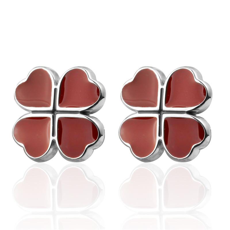 カフス メンズ 男性用 フレンチカフス レッド 赤 四つ葉のクローバー おしゃれ ファッション ビジネス ..