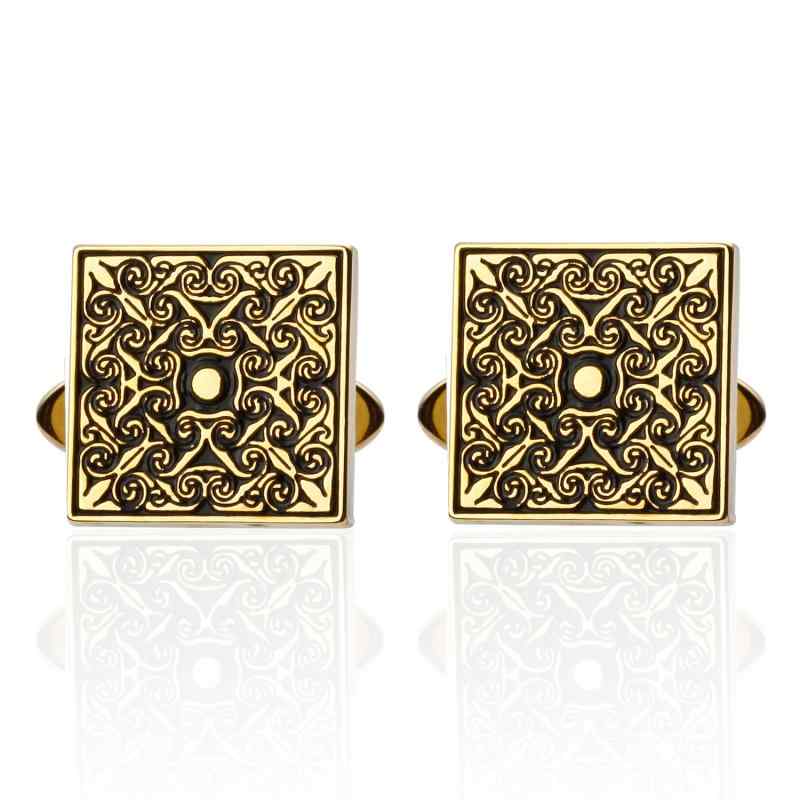 カフスボタン メンズ 男性用 フレンチカフス 琺瑯 エナメル ゴールド ローズ 薔薇 バラ 花モチーフ 電気メッキ加工 ビジネス フォーマル スーツスタイル 結婚式 パーティー おしゃれ 高級感 プレゼント ギフト(x2)