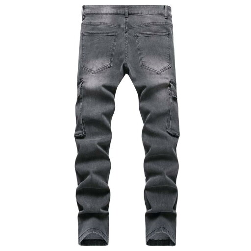 デニムパンツ メンズ 男性用 プリント ウォッシュ加工 ワークテイスト カーゴパンツ スキニーフィット ミッドウエスト 綿 コットン ストレッチ 伸縮性 普段使い カジュアル グレー デニムパンツ メンズ 男性用 プリント ウォッシュ加工 ワークテイスト カーゴパンツ スキニーフィット ミッドウエスト 綿 コットン ストレッチ 伸縮性 普段使い カジュアル グレー