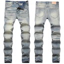 デニムパンツ ジーンズ メンズ スキニー テーパード スリムフィット ストリート系 男性用 ヴィンテージカラー ウォッシュ加工 ヒゲ加工 綿 ミドルストレッチ 伸縮性 普段使い