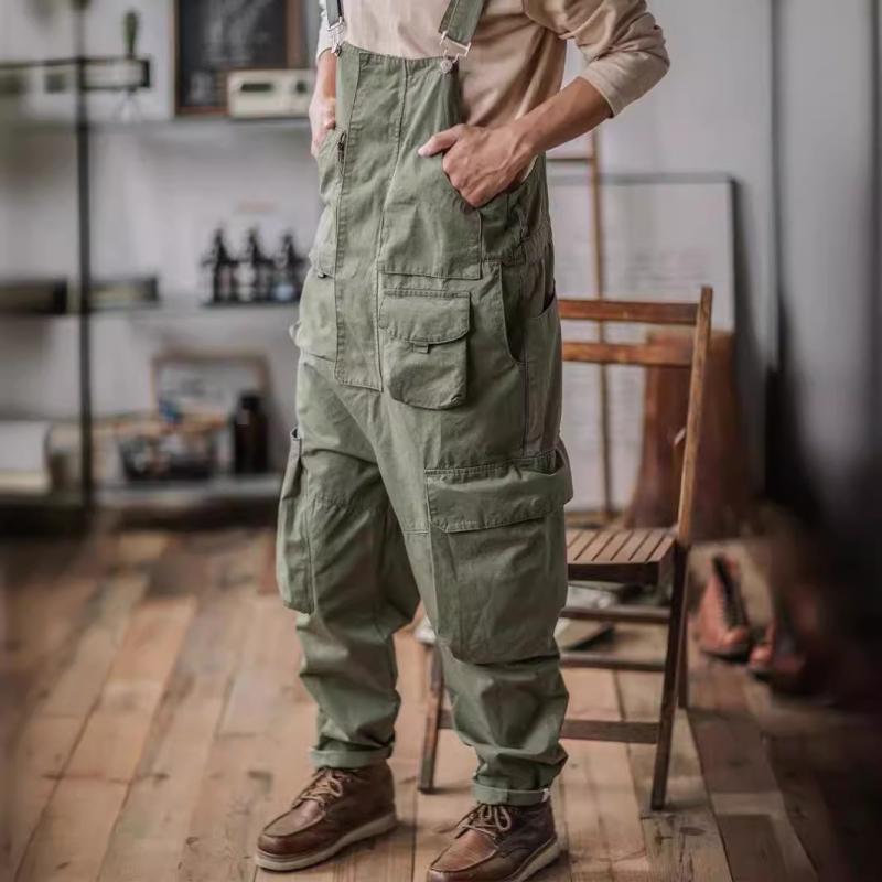 サロペット メンズ 男性 ワークウェア 作業着 ゆったり ルーズフィット 多ポケット アメリカン レトロ ..