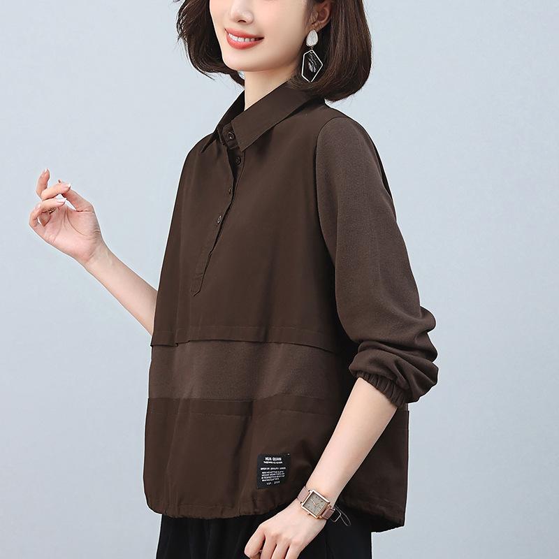 スウェット レディース ミセス 上品 襟付き ゆったり 長袖 プルオーバー 綿 薄手 カジュアル 体型カバー 無地 春 秋 普段使い