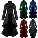 コスチューム レディース 女性用 ハロウィン 中世風 燕尾服風 舞台衣装 テーラード襟 アシンメトリーヘム ロング丈 ジャケット レトロ クラシック ポリエステ...