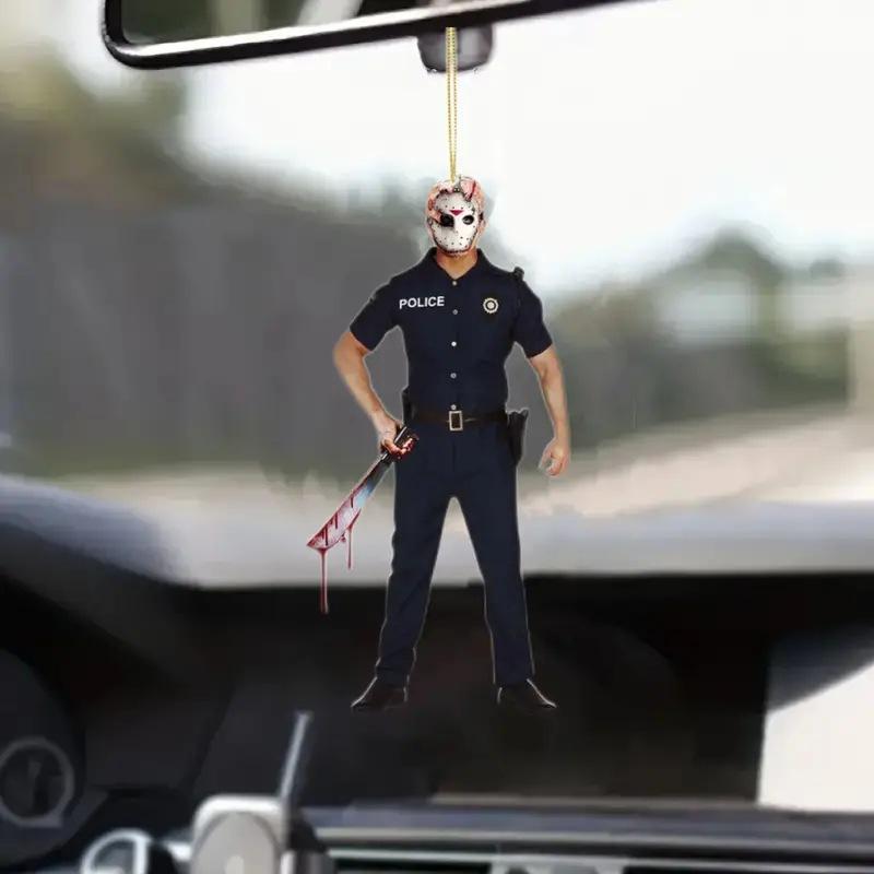 車用 バックミラー オーナメント ハロウィン アクリル製 平面 コミカル ゾンビ スケルトン ドワーフ 吊り下げ飾り ユニーク インテリア小物 車内装飾品(x2)