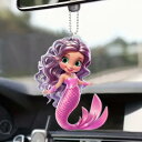 オーナメント 人魚 キャラクター アクリル素材 車内 室内 インテリア クリスマス クリスマスツリー 吊り下げ飾り デコレーション 祝日 イベント かわいい(x2)