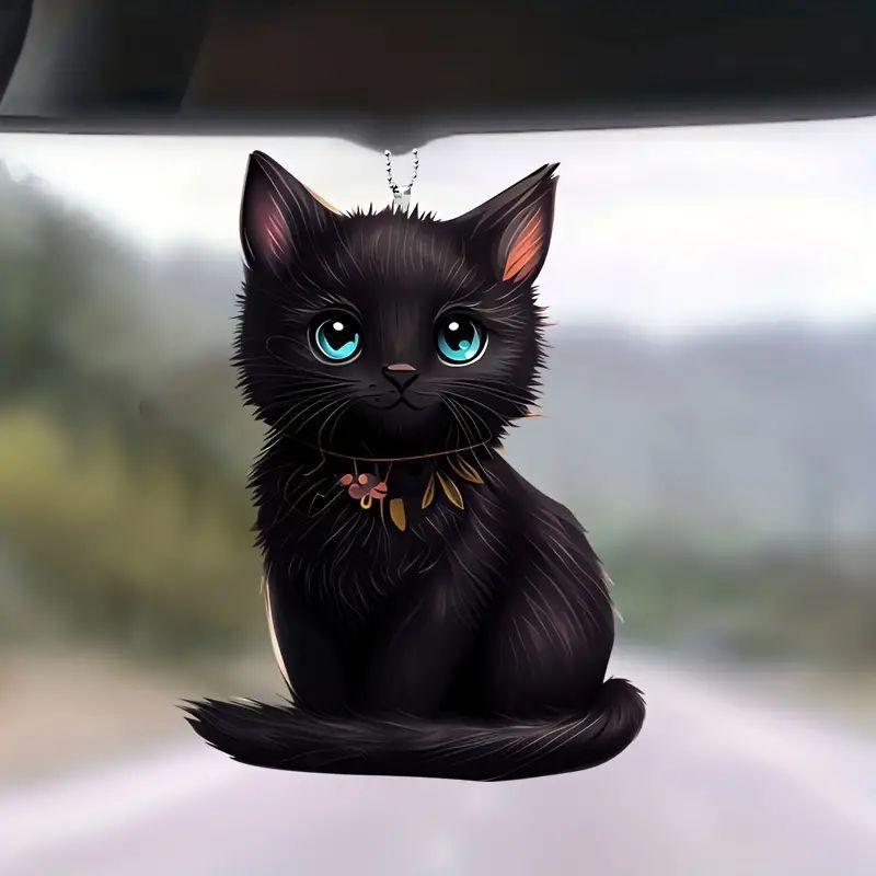 車用オーナメント アクリル フラット 平面印刷 かわいい ネコ 猫 車内装飾 ペンダント ハロウィン 飾り 吊り下げ飾り(x2)