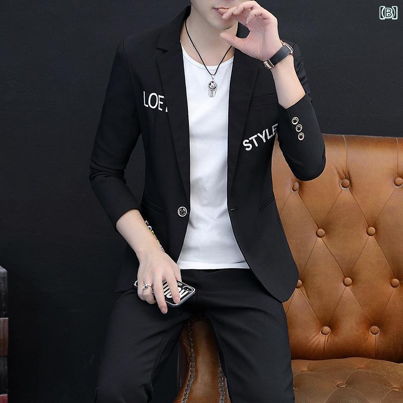 ジャケット メンズ ブレザー 韓国風 スリムフィット 細身 トレンド スタイリッシュ カジュアル 軽ビジネス パーティ 春秋 ジャガード織り ナイロン混紡 ホワイト ブラック イエロー