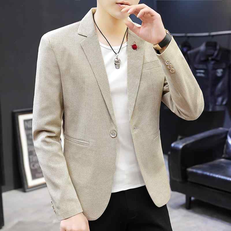 メンズ テーラードジャケット 韓国風 スリムフィット 一つボタン カジュアル ビジネスカジュアル 洗える ポリエステル混紡 春秋 オフホワイト ブラック テラコッタ