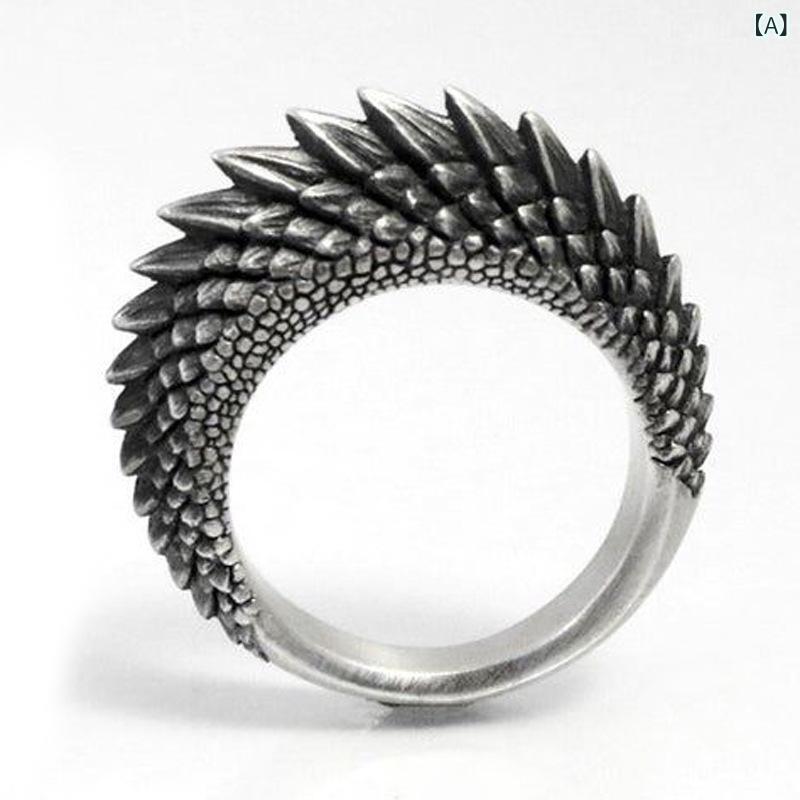 花りぼんの指輪 男女兼用 リング トカゲモチーフ アンティーク調 シルバーメッキ フリーサイズ オープンリング 高級感 おしゃれ｜アングル2
