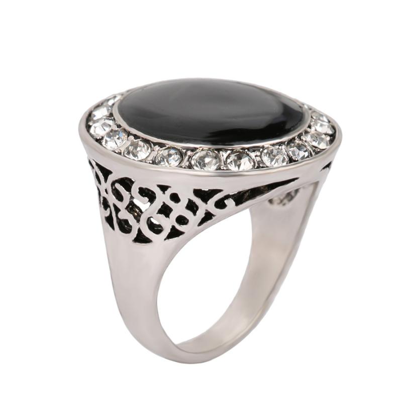 指輪 レディース アクセサリー 合金 フルーツモチーフ エナメル加工 マイクロパヴェ 人工宝石 クラシック ブラック ファッションリング おしゃれ 普段使い 女性用