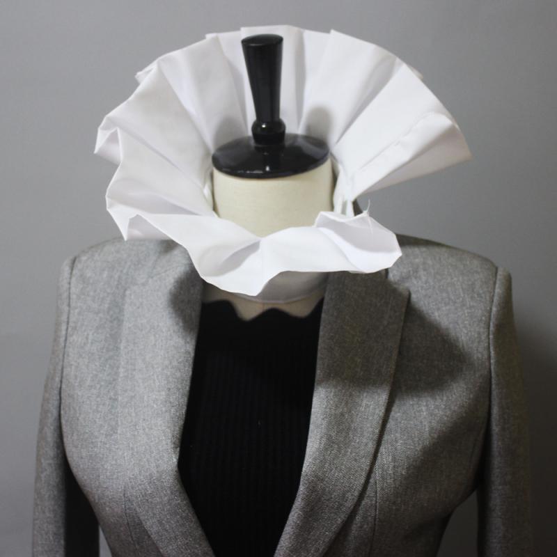 付け襟 レディース 欧米風 レトロ ヴィンテージ 華やか ボリューム 大胆 2WAY 立ち襟 スタンドカラー フェイクカラー 装飾襟 舞台 演劇 イベント コットン ホワイト 白 春夏 ラッフルカラー フリル襟