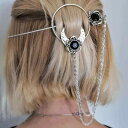 ヘアアクセサリー レディース 髪留め レトロ アンティーク調 ヴィンテージ 三日月 魔女の杖風 かんざし ヘアスティック メタル 合金 シルバーメッキ アンティ...