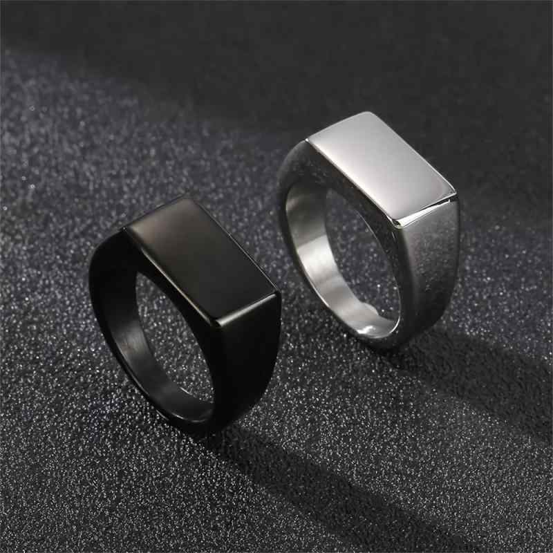指輪 メンズ 長方形 光沢 シンプル スタイリッシュ 合金製 電気メッキ加工 シルバー ブラック ゴールド リング カジュアル ビジネス 普段使い 男性用 アクセサリー