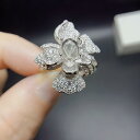 指輪 レディース S925シルバー 花柄 空枠 オーバル 5x7mm 18Kメッキ ホワイトゴールド ローズゴールド イエローゴールド 通勤 オフィス 秋冬