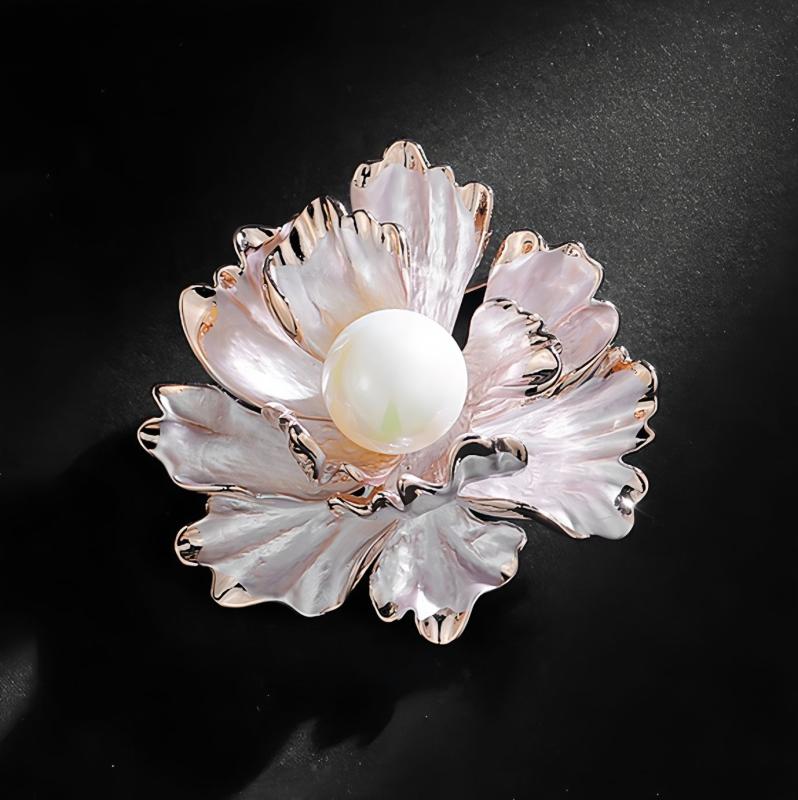 ブローチ レディース 中国風 高級感 牡丹の花 大きめ 合金製 コート チャイナドレス カーディガン ジャケット ショール ストール 襟ピン 留め具 多機能 ゴ...