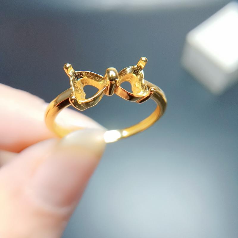 指輪 レディース S925シルバー シンプル ハート型 5mm空枠 18Kホワイト ローズ イエローゴールドメッキ フリーサイズ オープンリング 星屑デザイン デイリーユース