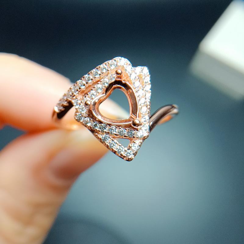 指輪 空枠 レディース S925シルバー フリーサイズ 高級感 ハート型 18K電気メッキ ルース用 裸石用 プラチナカラー ローズゴールド イエローゴールド おしゃれ 普段使い アクセサリー(4)