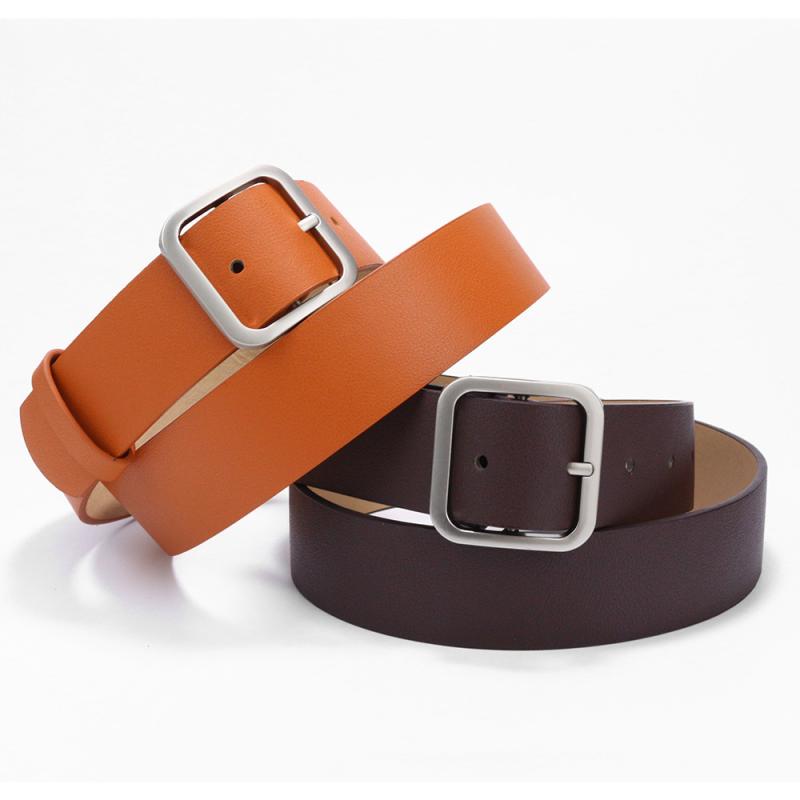 ベルト レディース シンプル 万能 レトロ トレンド スクエアバックル デニム ジーンズ 学生 オフィス カジュアル PUレザー ホワイト ブラック グレー ブラウン カーキ キャメル(x240)(4)