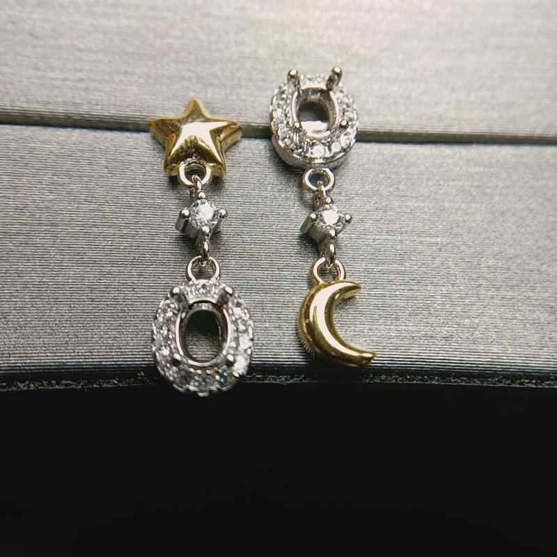 ピアス レディース S925 シルバー 上品 ロング バイカラー メッキ加工 空枠 石なし かわいい フェミニン 耳飾り