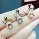 ペンダントトップ レディース 女性用 S925純銀製 うさぎモチーフ 空枠 ラウンド 6mm DIY ジュエリーパーツ ホワイトゴールドカラー ローズゴールドカラー イエローゴールドカラー