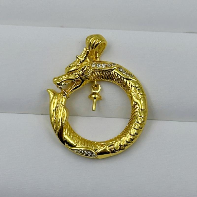アクセサリー 中国風 文芸レトロ 龍紋 空枠 ジルコニア ペンダントトップ チャーム キーホルダー 服飾用 連結金具 DIYパーツ 銅製 電気メッキ加工