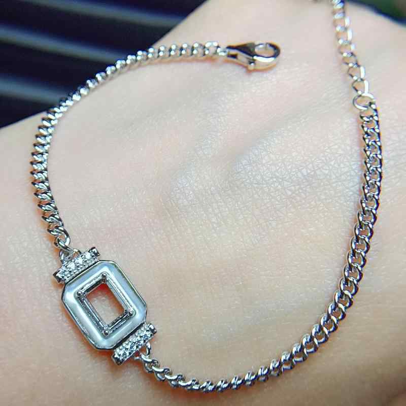 ブレスレット レディース S925純銀 空枠 石座 長方形 プラチナメッキ ローズゴールドメッキ ゴールドメッキ シンプル フェミニン