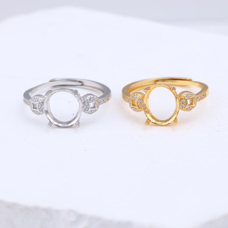 指輪 空枠 はめ込み レディース S925スターリングシルバー 楕円形 エッグ型 空枠 石座 琥珀 ルース用 ..