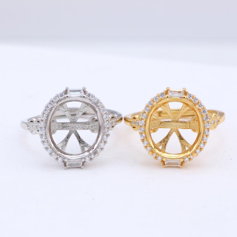 指輪 空枠 はめ込み ユニセックス 925シルバー オーバル 卵形 空枠 フリーサイズ 石留めなし マルチサ..