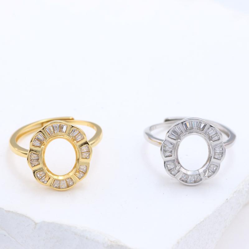 指輪 空枠 レディース シルバー925 オーバル 卵型 オープンリング 石なし リング枠 多サイズ対応 フリ..