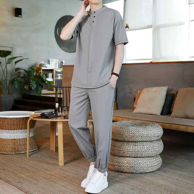 セットアップ メンズ 半袖 Tシャツ ショートパンツ 中国風 刺繡 民族風 エスニック 春夏 クール おしゃれ ポリエステル混紡 普段使い カジュアル リラックス