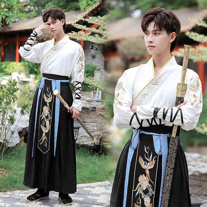 漢服 メンズ 男性用 武侠風 時代劇風 中国風 古装 伝統衣装 大きいサイズ ビッグシルエット ゆったり ..