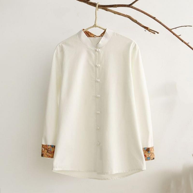 漢服 メンズ 男性用 長袖 中華風 唐装 レトロ 太極拳ウェア 瞑想着 ポリエステル ライカ素材 カジュアル 普段使い 白 ホワイト 春夏