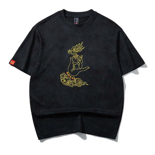Tシャツ メンズ 夏 クルーネック 半袖 綿 コットン ヘビーウェイト刺繍 ゆったり ルーズフィット ビッグシルエット ストリート カジュアル 普段着 カップル ペア 黒 薄手 Tシャツ メンズ 夏 クルーネック 半袖 綿 コットン ヘビーウェイト刺繍 ゆったり ルーズフィット ビッグシルエット ストリート カジュアル 普段着 カップル ペア 黒 薄手