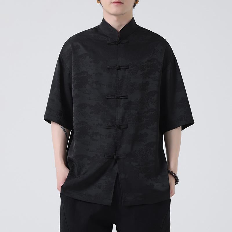 羽織 メンズ 七分袖 薄手 プリント 和風レトロ 漢服風 大胆 花柄 カップル ペア ゆったり ルーズフィット UVカット 日焼け対策 旅行 ビーチ リゾート カジュアル 春夏